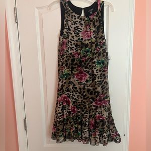 Voir Voir Leopard and Floral Print Sleeveless Dress